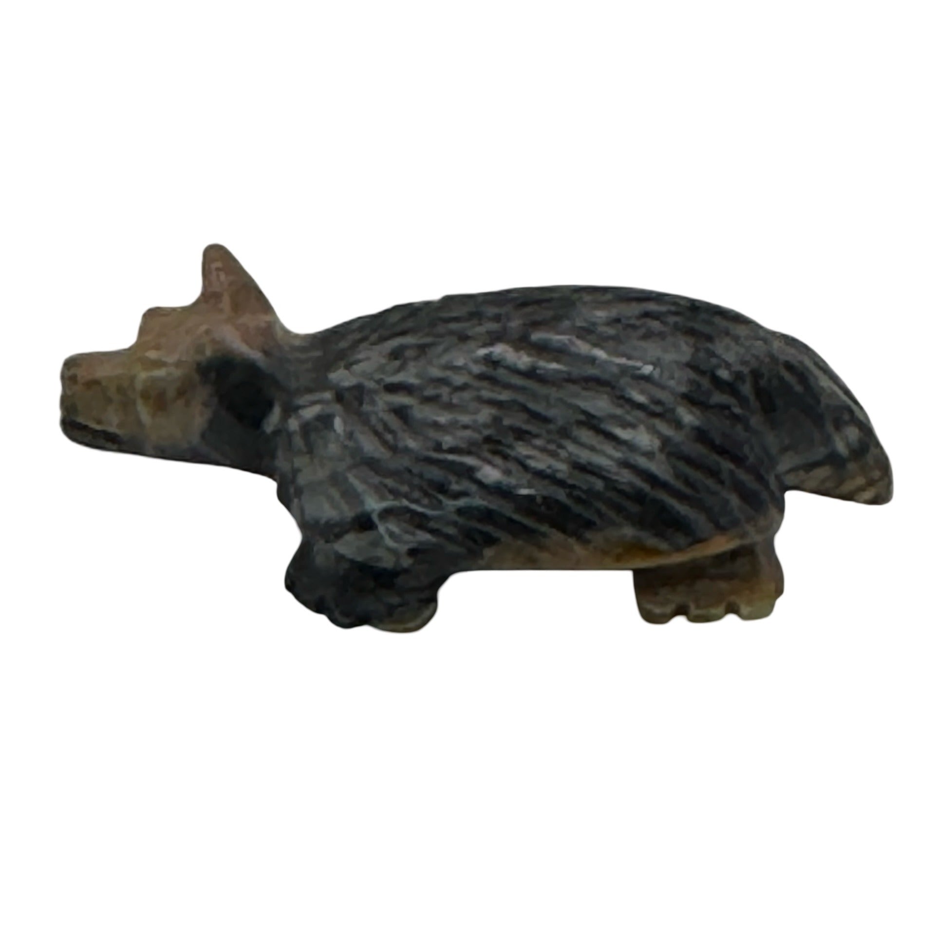 Vintage Zuni Hand-Carved Stone Badger Figurine Intricate Detailing Polished 2"