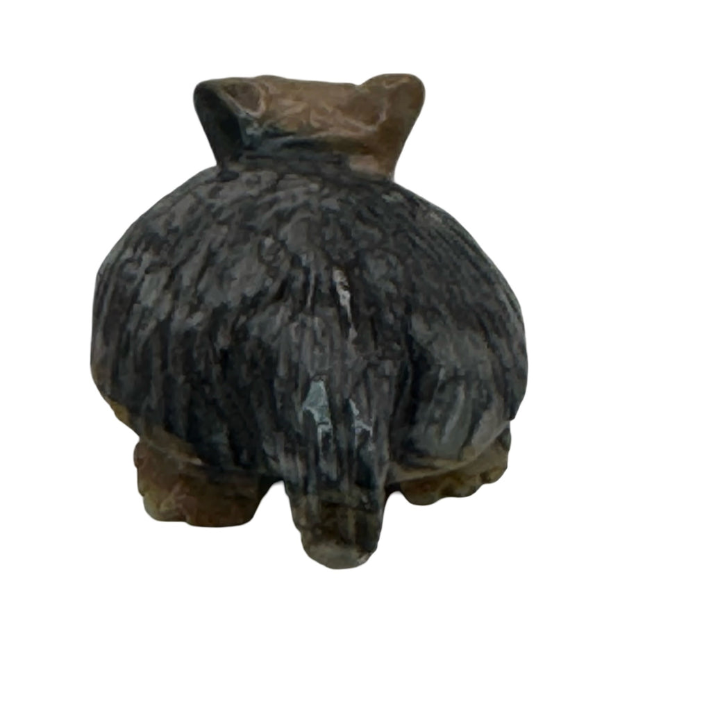 Vintage Zuni Hand-Carved Stone Badger Figurine Intricate Detailing Polished 2"