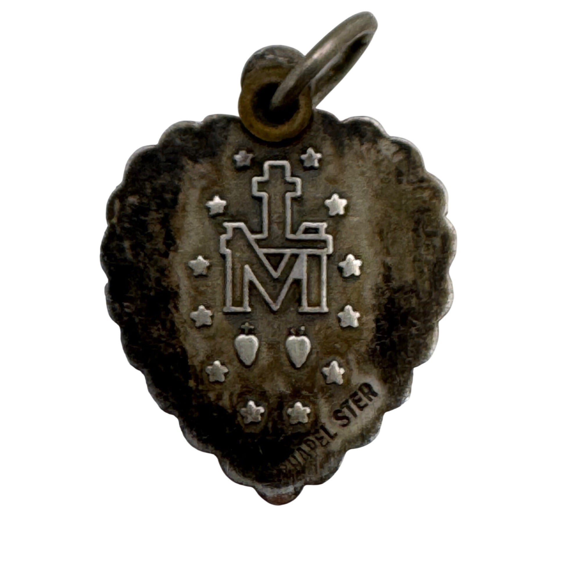 Slide Heart Miraculous Medal Virgin Mary Chapel Sterling Vintage Pendant Charm