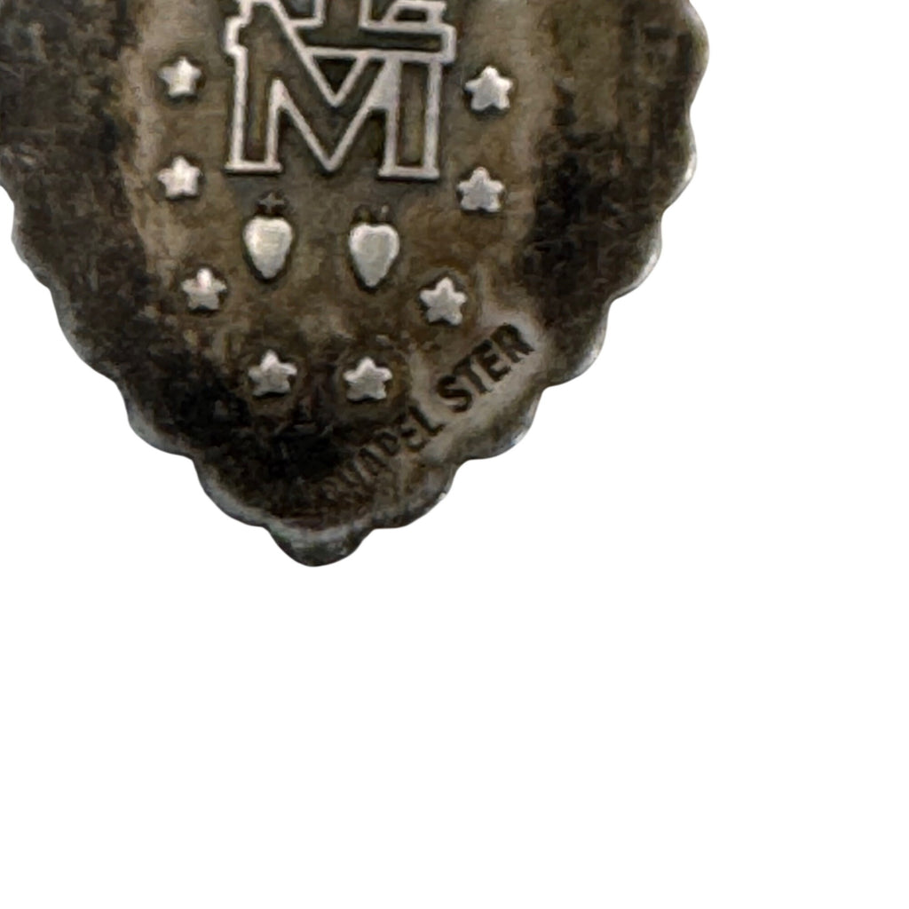 Slide Heart Miraculous Medal Virgin Mary Chapel Sterling Vintage Pendant Charm