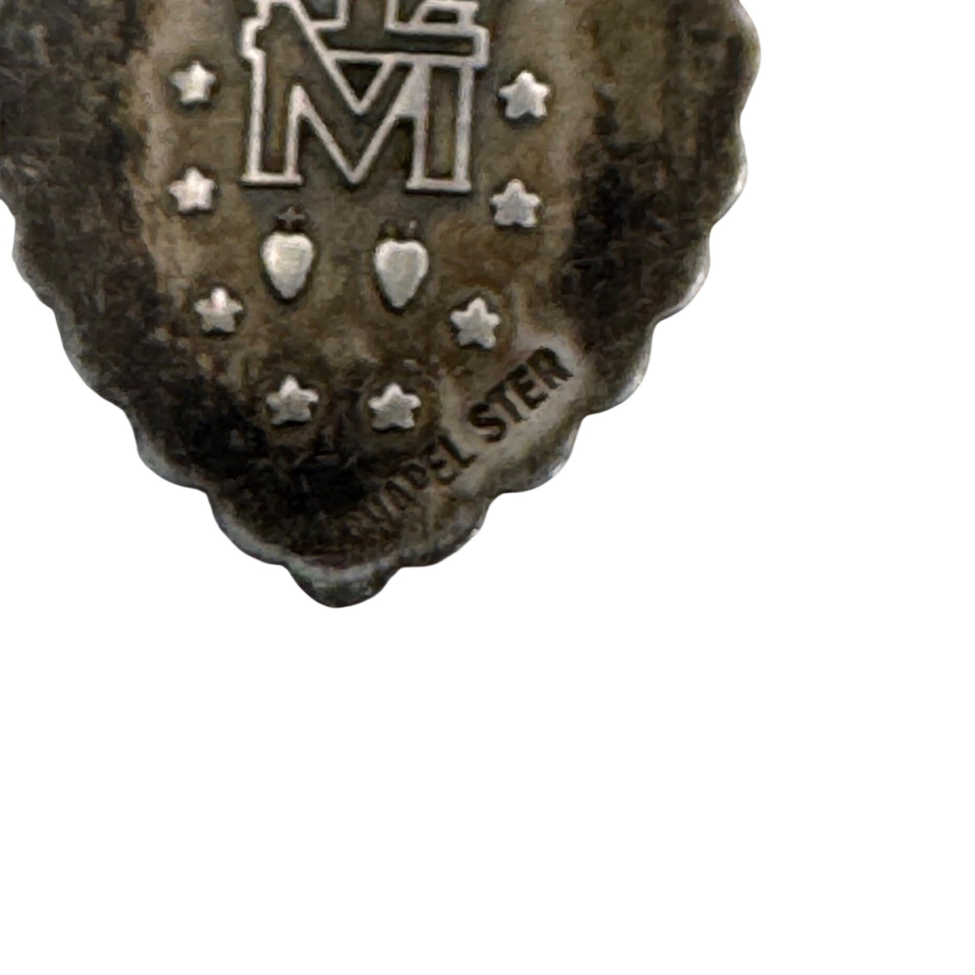 Slide Heart Miraculous Medal Virgin Mary Chapel Sterling Vintage Pendant Charm
