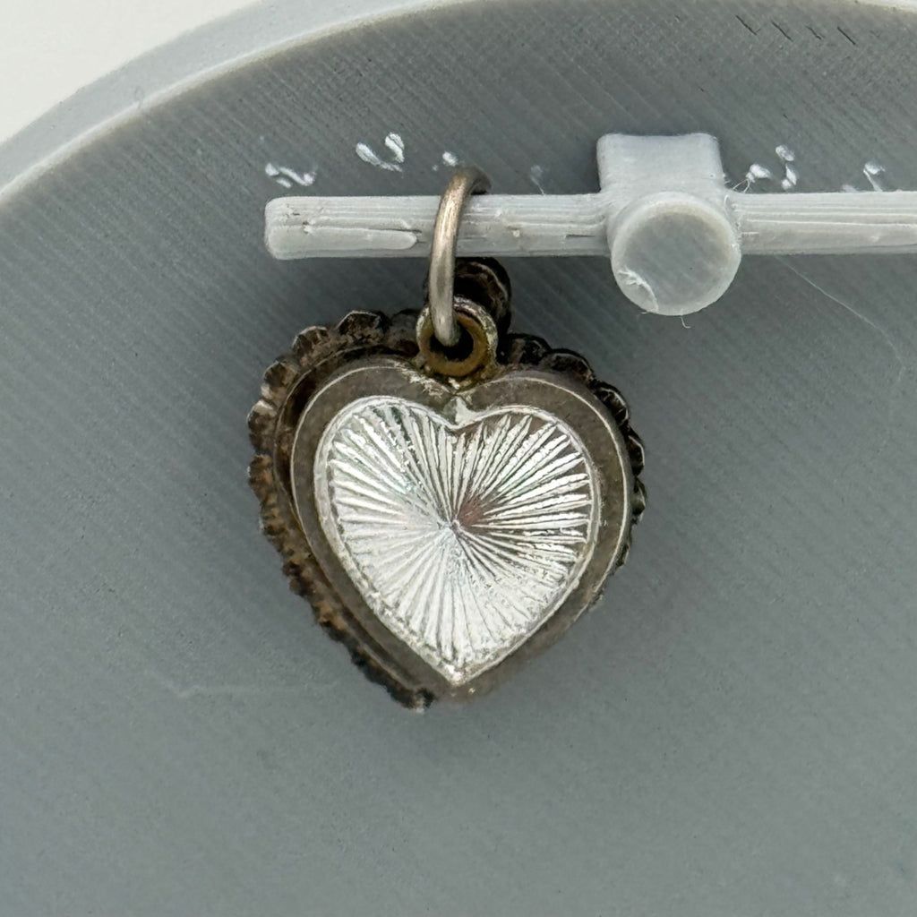 Slide Heart Miraculous Medal Virgin Mary Chapel Sterling Vintage Pendant Charm