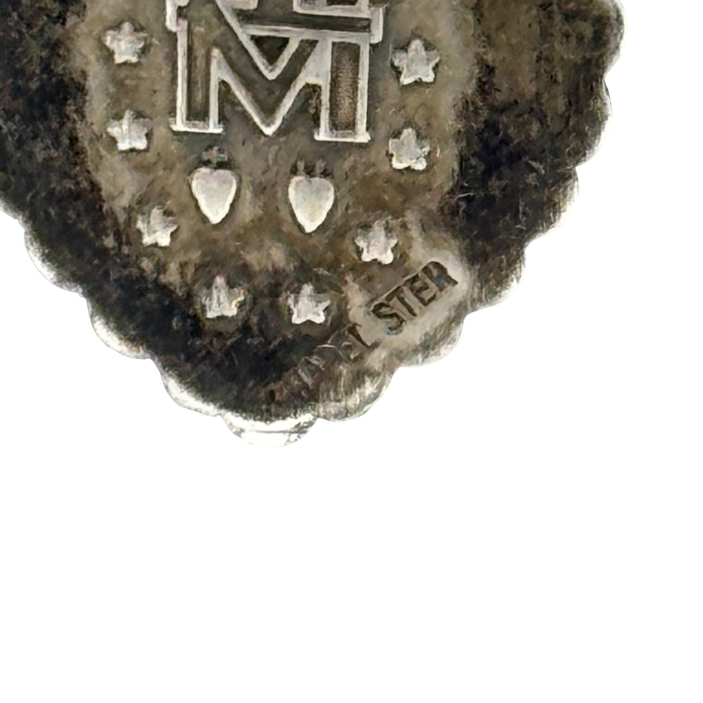 Slide Heart Miraculous Medal Virgin Mary Chapel Sterling Vintage Pendant Charm