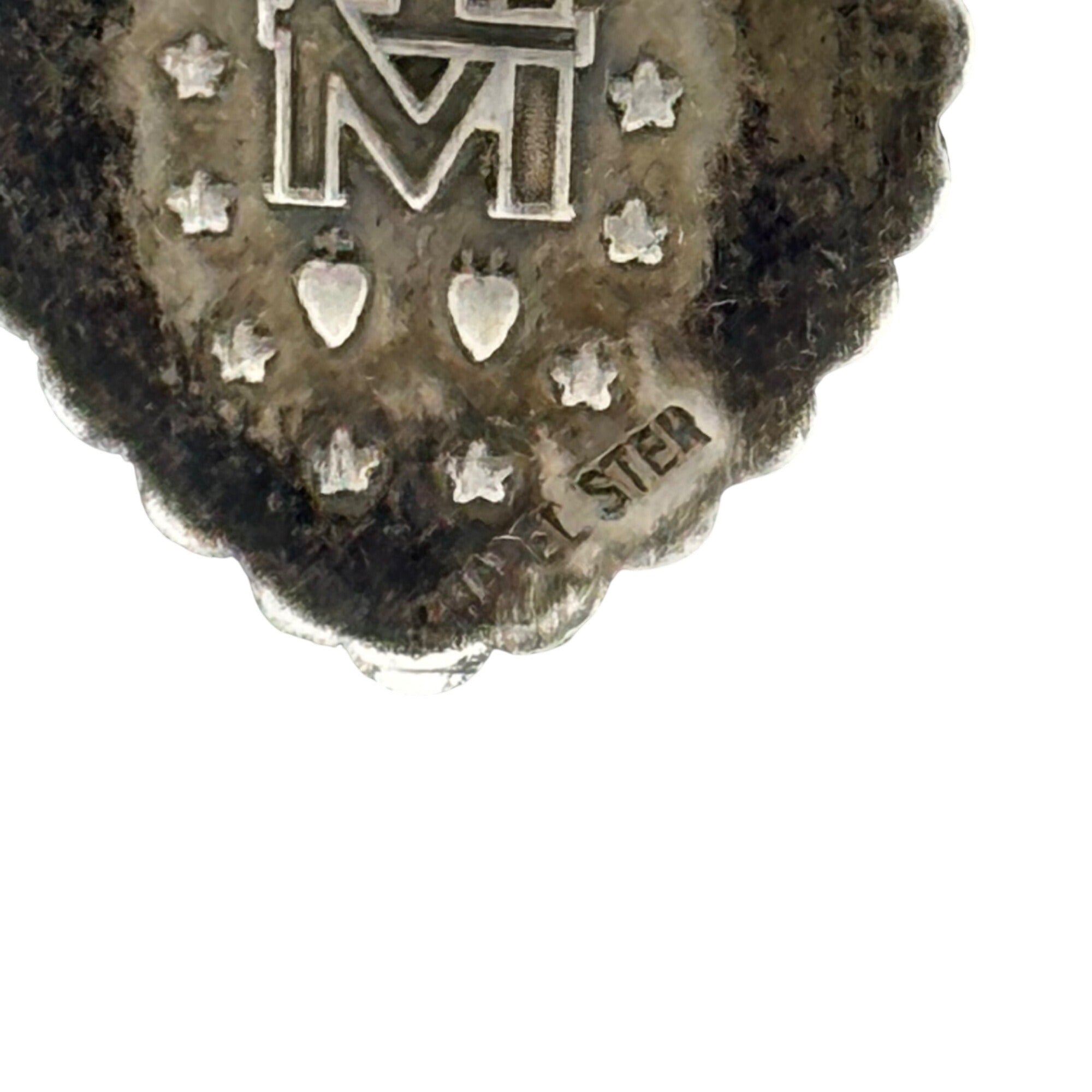Slide Heart Miraculous Medal Virgin Mary Chapel Sterling Vintage Pendant Charm