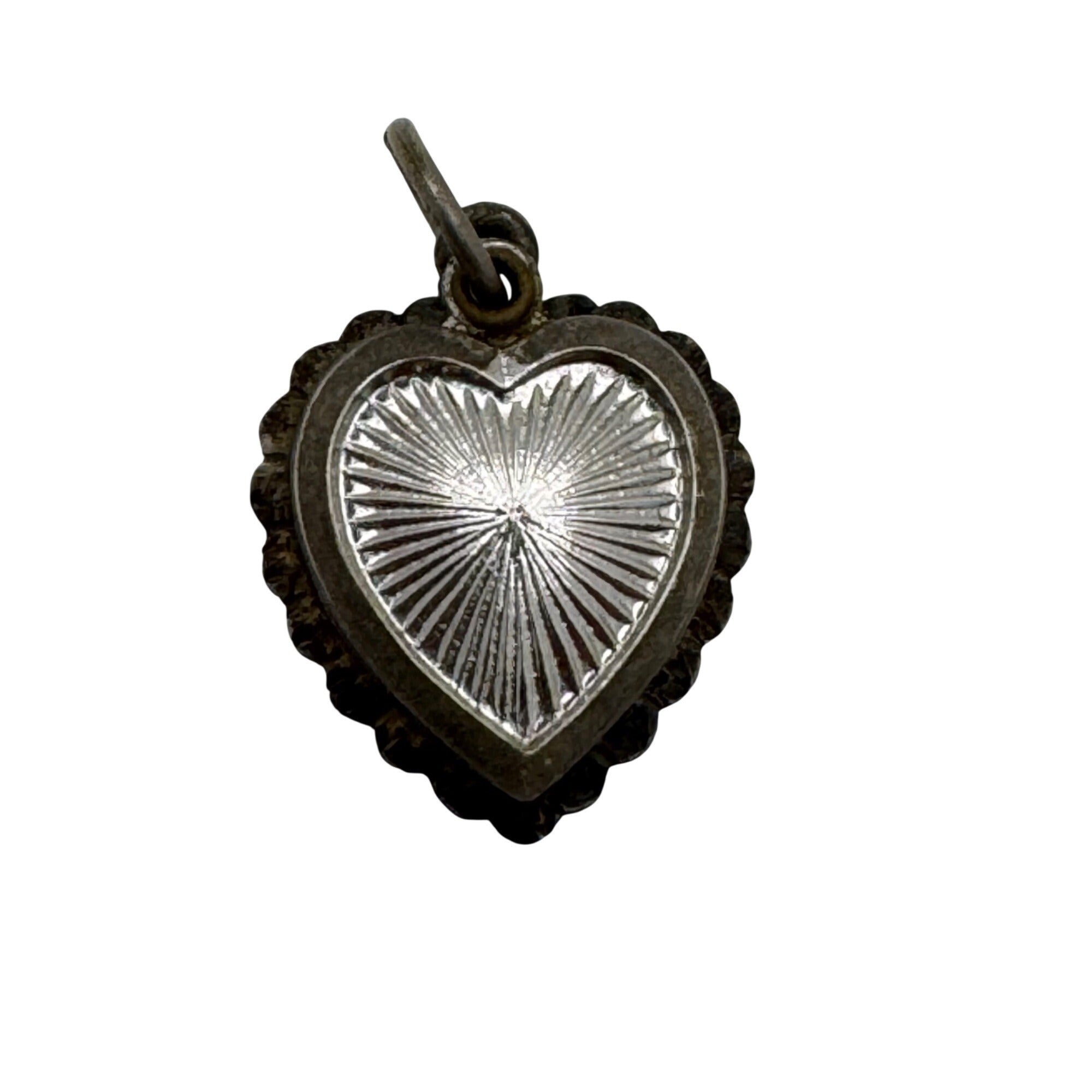 Slide Heart Miraculous Medal Virgin Mary Chapel Sterling Vintage Pendant Charm