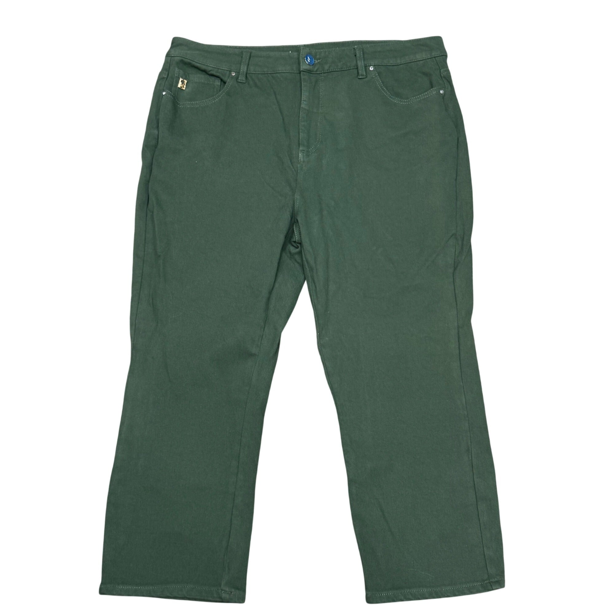 Belle By Kim Gravel Womens Green Straight Leg Pants 18W Jeans Olive New w/o Tag