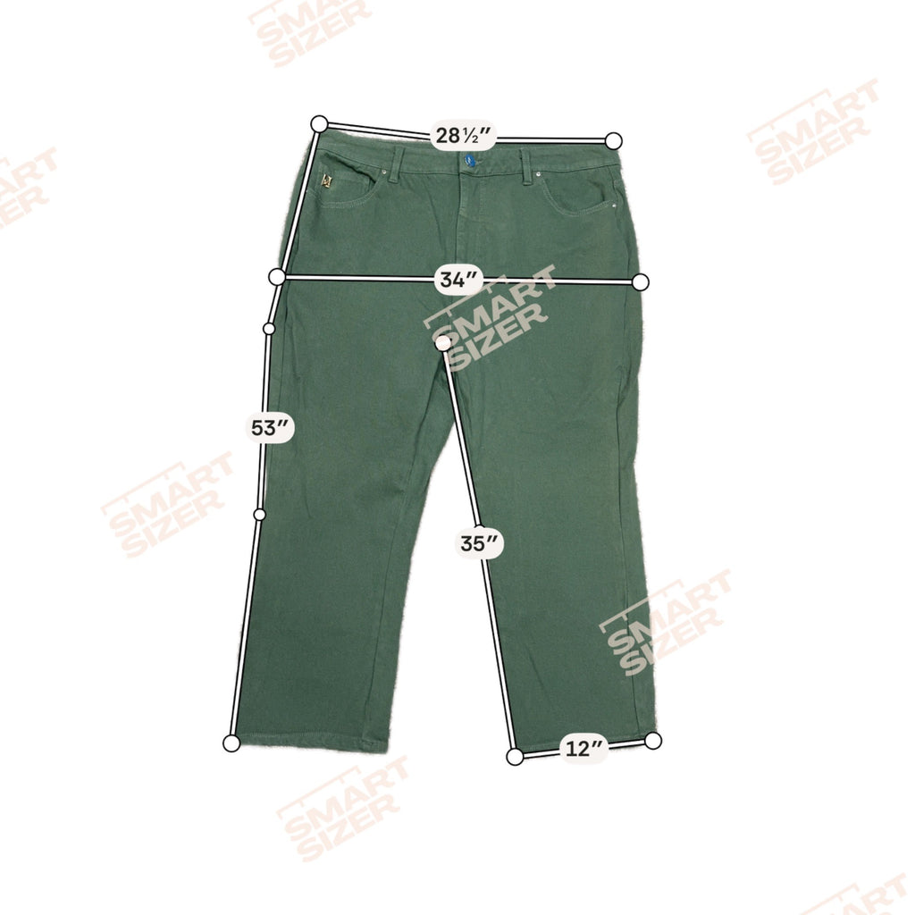 Belle By Kim Gravel Womens Green Straight Leg Pants 18W Jeans Olive New w/o Tag