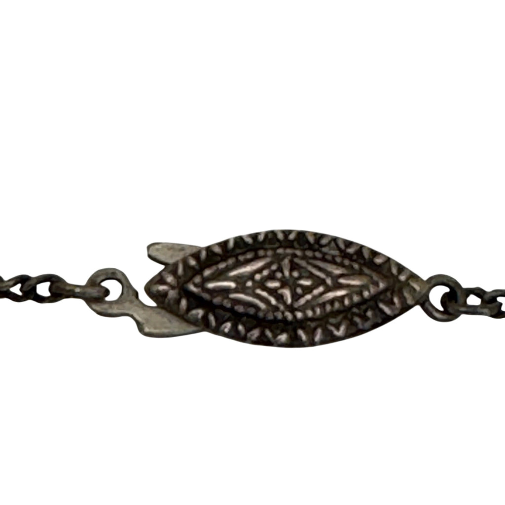 Vintage Carved Plumeria Hawaii Floral Necklace Sterling Silver Chain 12" Collar