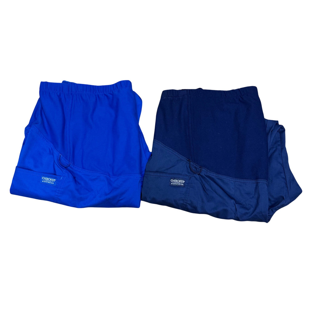 Lot of 2 Cherokee Maternity Scrub Pants XL Navy & Royal Blue New With Tags