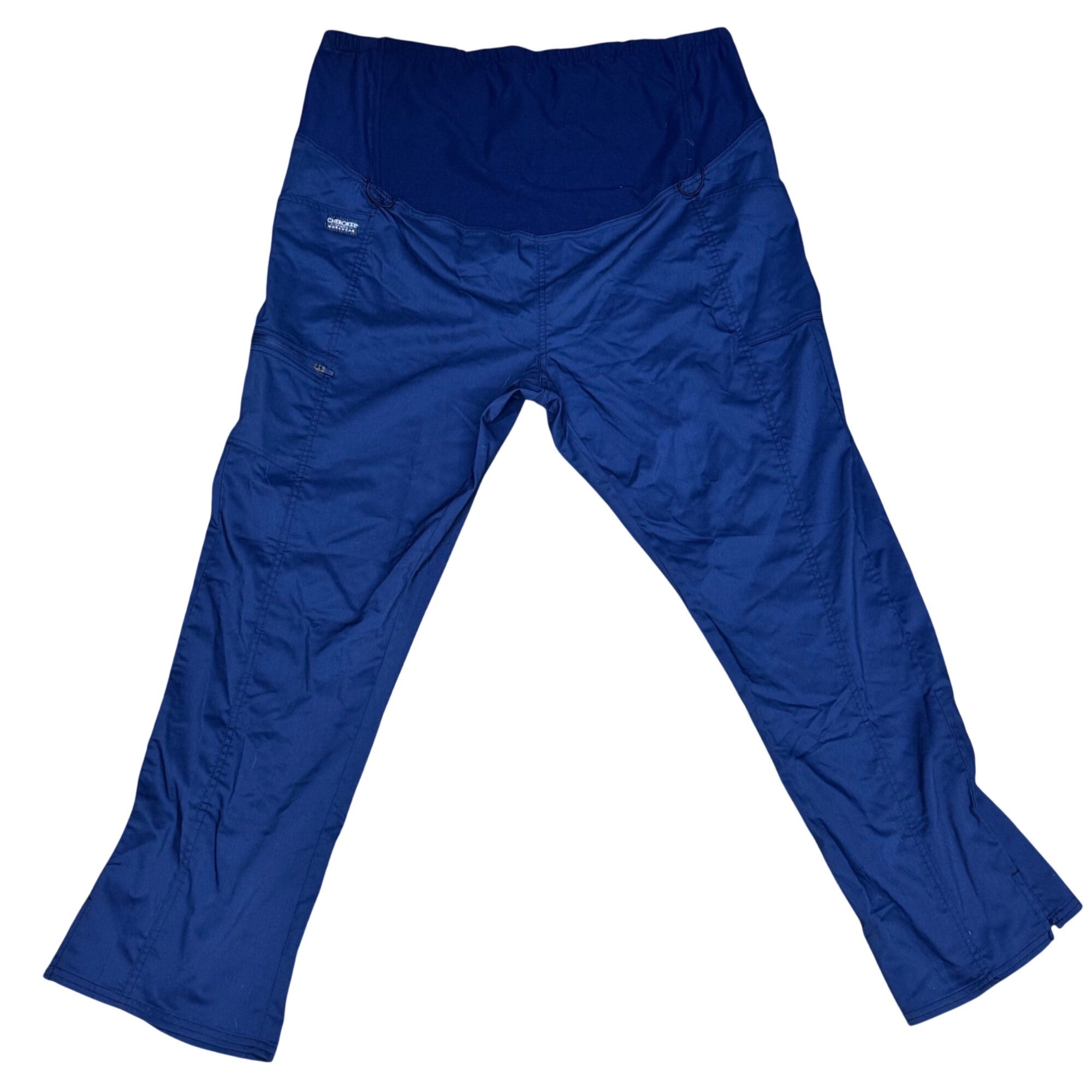 Lot of 2 Cherokee Maternity Scrub Pants XL Navy & Royal Blue New With Tags