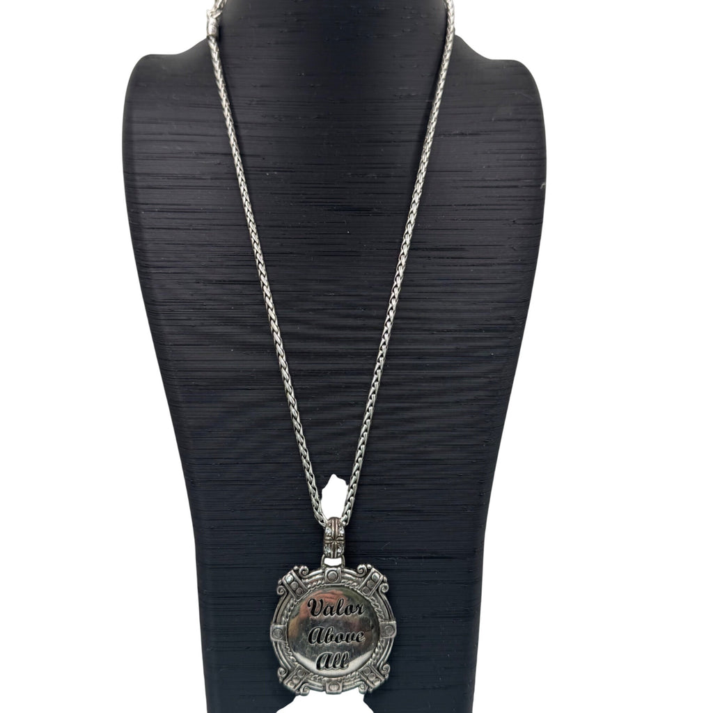 Brighton Silver-Plated Valor Above All Pendant Necklace Gold-Tone Back Chain 18"
