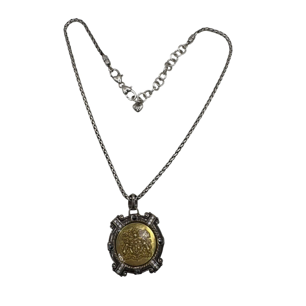 Brighton Silver-Plated Valor Above All Pendant Necklace Gold-Tone Back Chain 18"