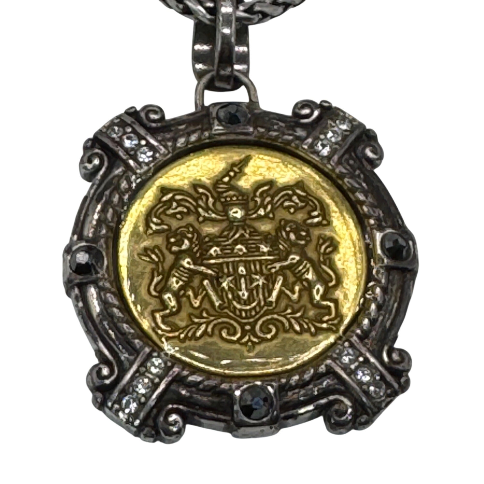 Brighton Silver-Plated Valor Above All Pendant Necklace Gold-Tone Back Chain 18"