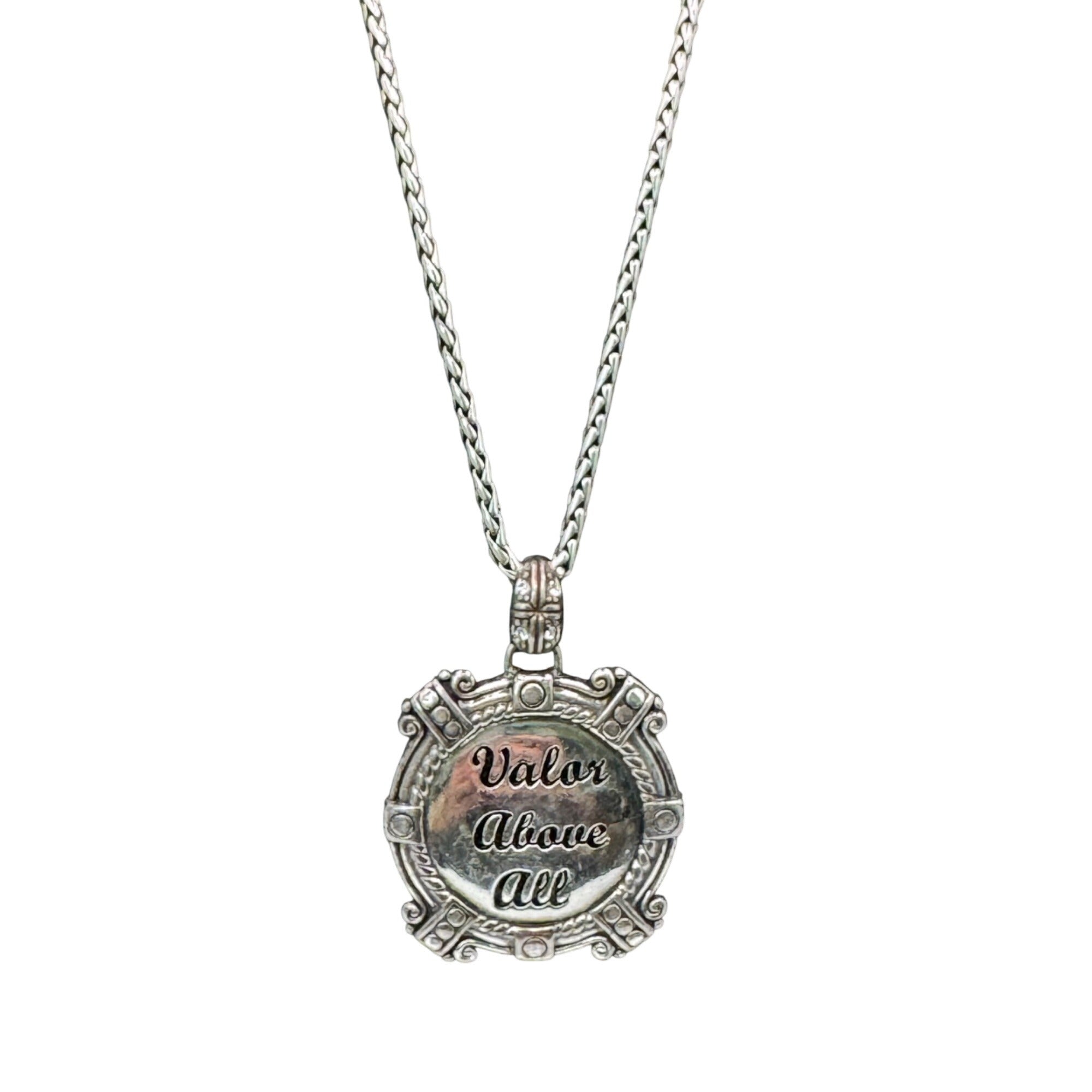 Brighton Silver-Plated Valor Above All Pendant Necklace Gold-Tone Back Chain 18"