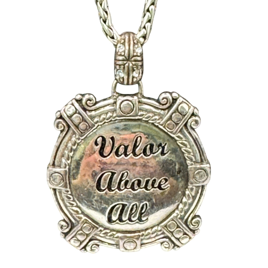Brighton Silver-Plated Valor Above All Pendant Necklace Gold-Tone Back Chain 18"