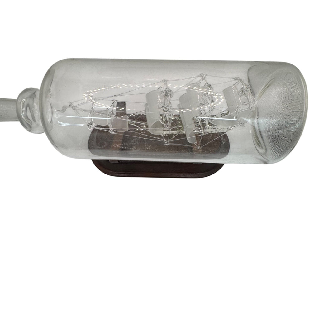 Clipper Ship In A Bottle Glass Sculpture Wooden Base Triumph 9.5" Nautical Decor
