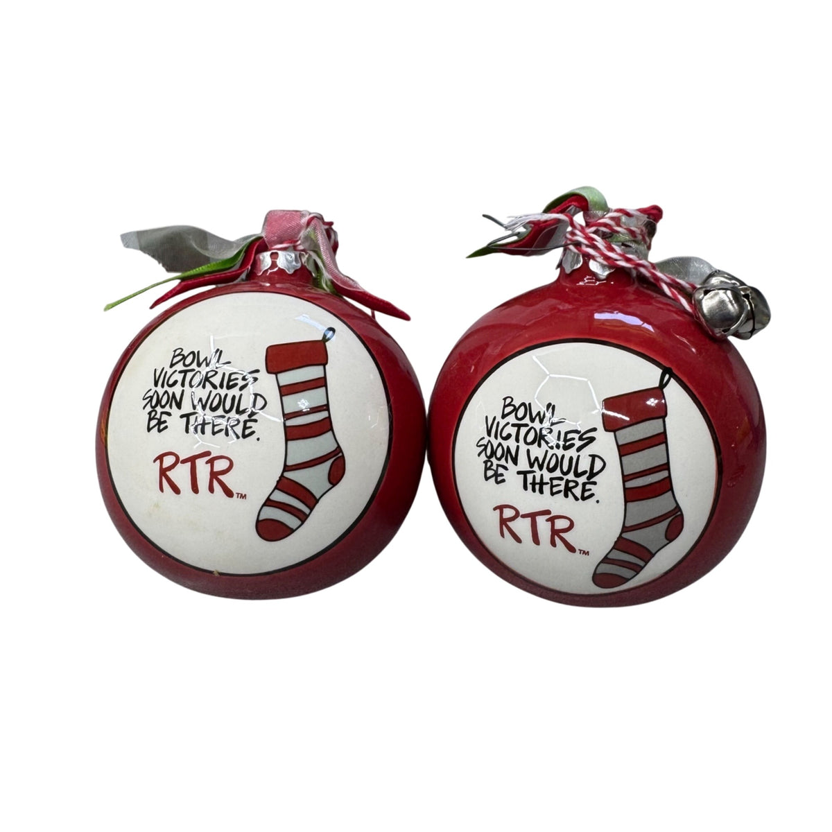Alabama Crimson Tide Christmas Ornaments Lot of 2 Magnolia Lane Red Ceramic 4"
