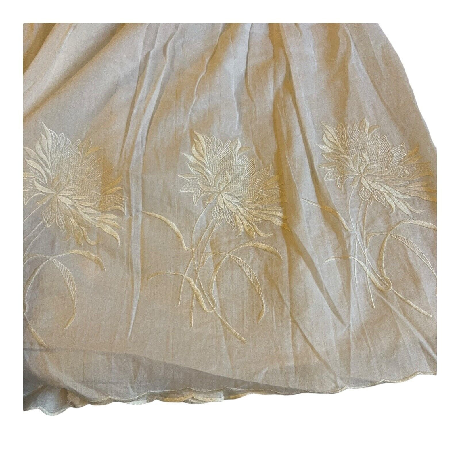 Ann Taylor Pleated Full Midi Skirt Size 8 White Floral Cotton Spring Summer