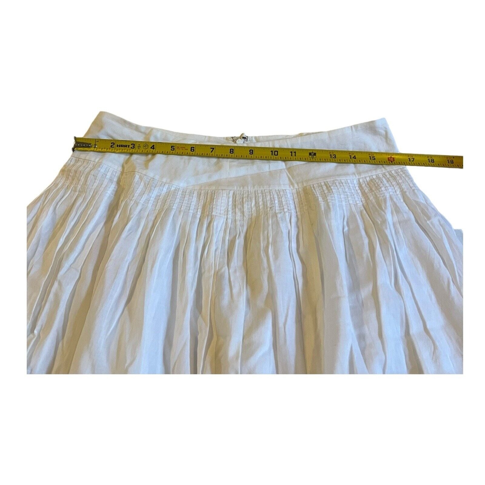 Ann Taylor Pleated Full Midi Skirt Size 8 White Floral Cotton Spring Summer