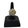 Brighton Flower Statement Ring Size 7 Gold Silver Tone Cocktail Ring Crystal