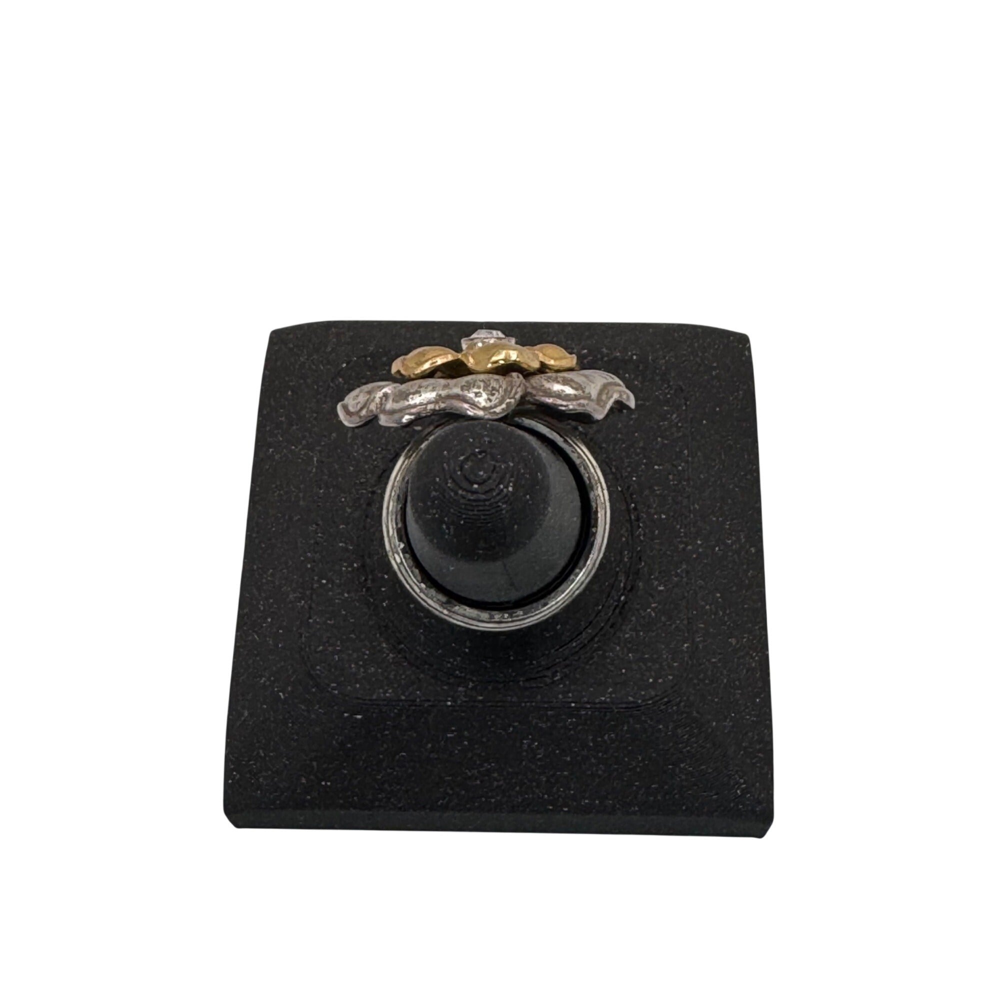 Brighton Flower Statement Ring Size 7 Gold Silver Tone Cocktail Ring Crystal
