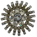 Vintage Napier Clear Rhinestone Starburst Brooch Pin 1.5" Prong Set Round MCM