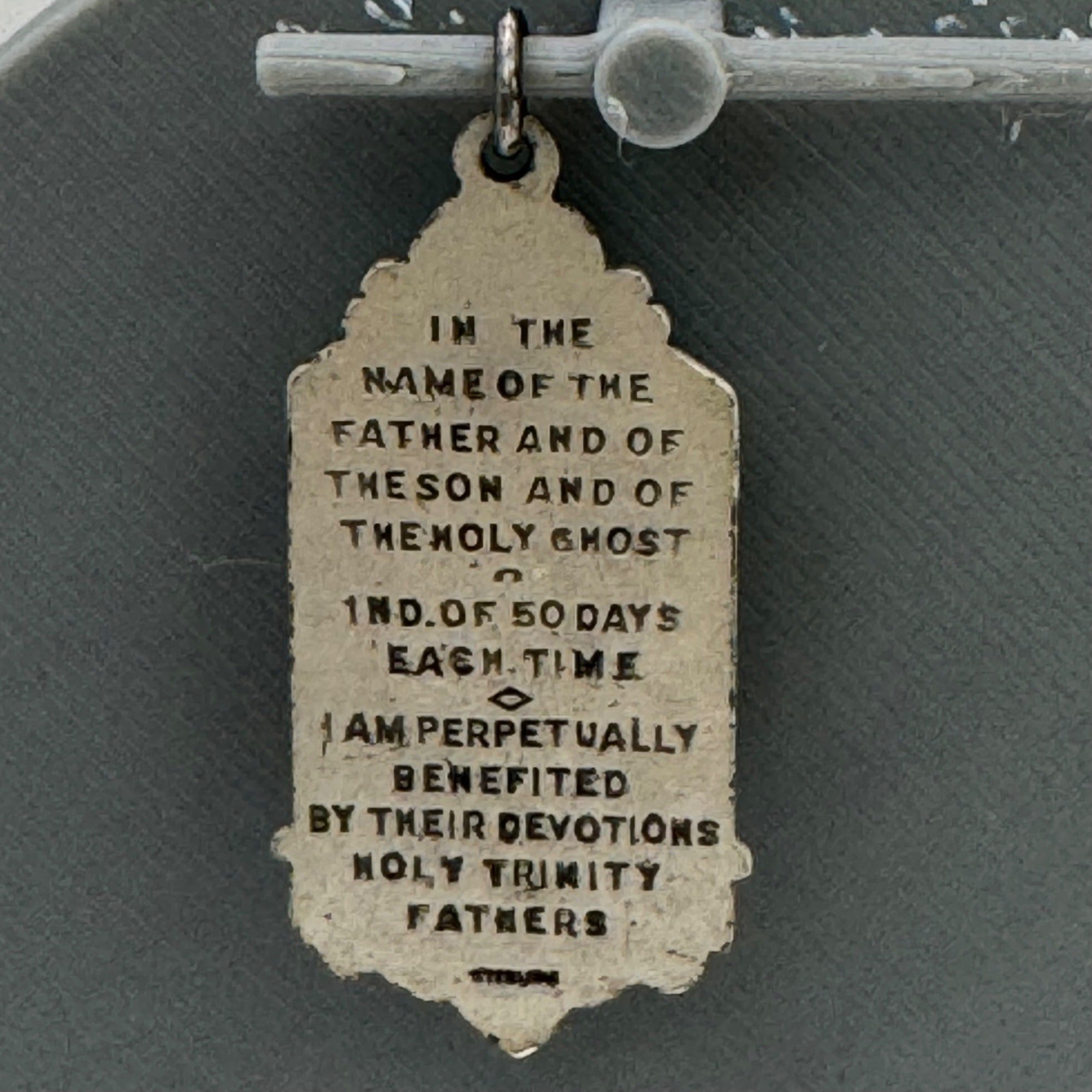 Holy Trinity Sterling Silver Charm Crucifix Pendant Devotion Fathers 1.5" Vtg