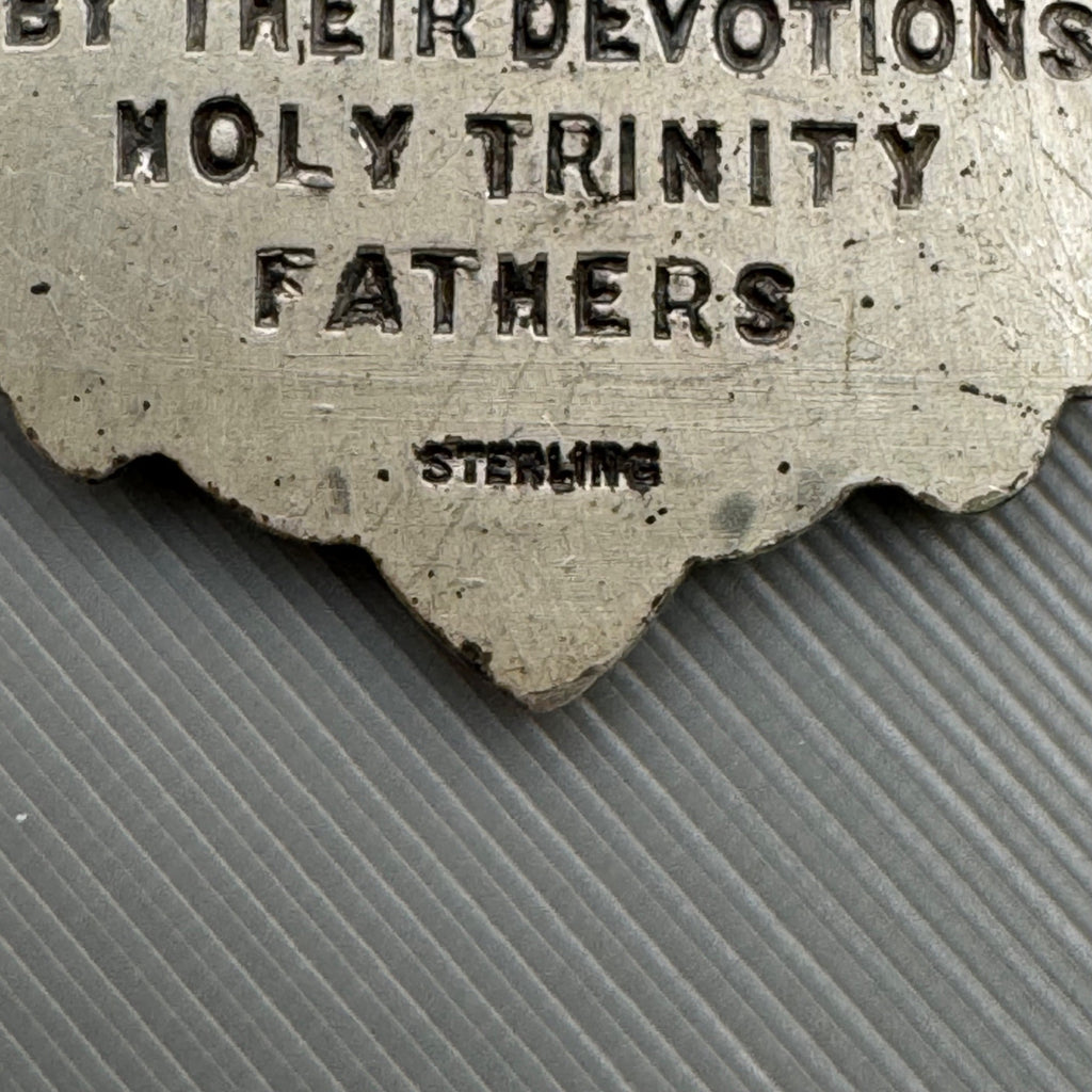 Holy Trinity Sterling Silver Charm Crucifix Pendant Devotion Fathers 1.5" Vtg