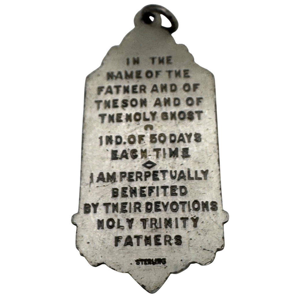 Holy Trinity Sterling Silver Charm Crucifix Pendant Devotion Fathers 1.5" Vtg
