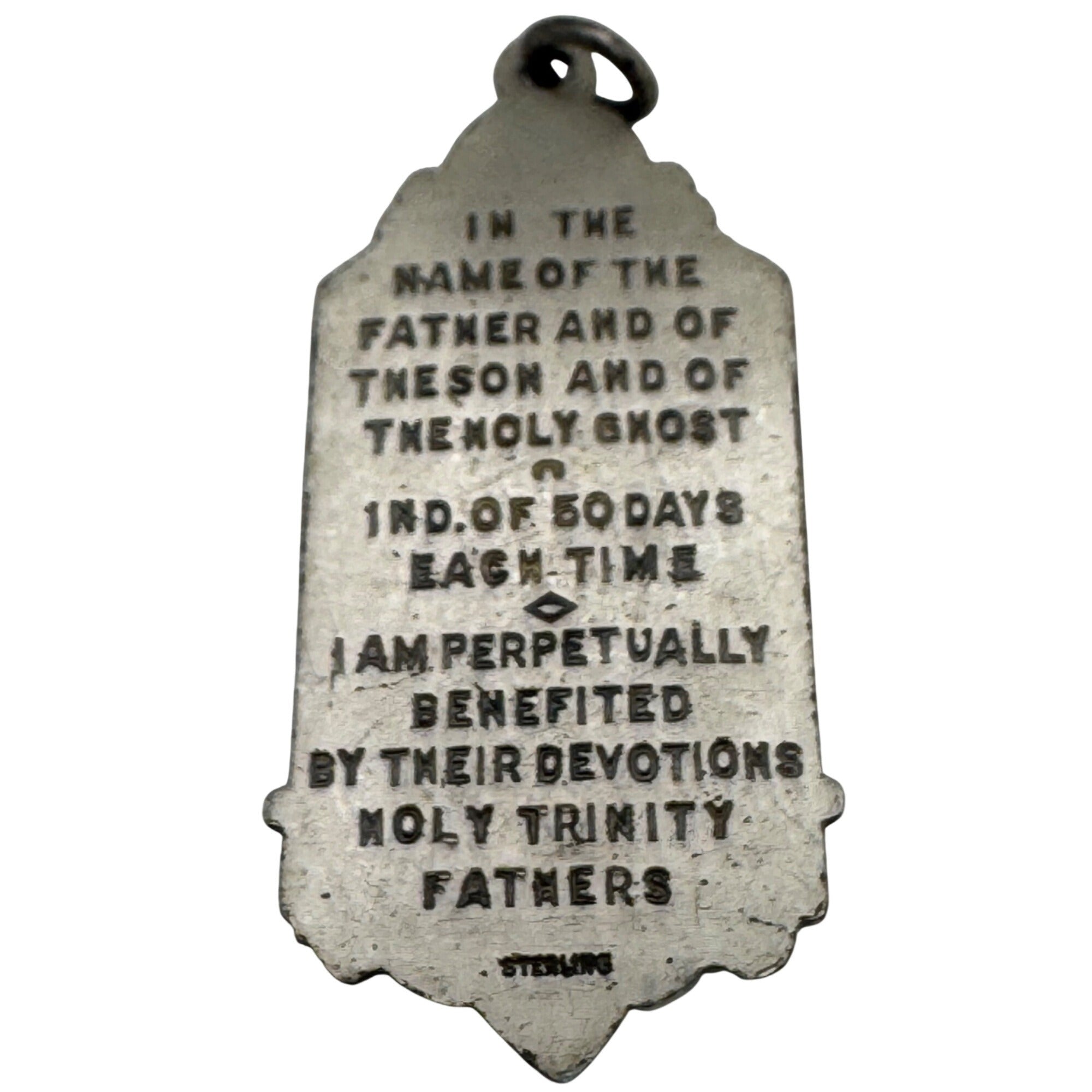 Holy Trinity Sterling Silver Charm Crucifix Pendant Devotion Fathers 1.5" Vtg