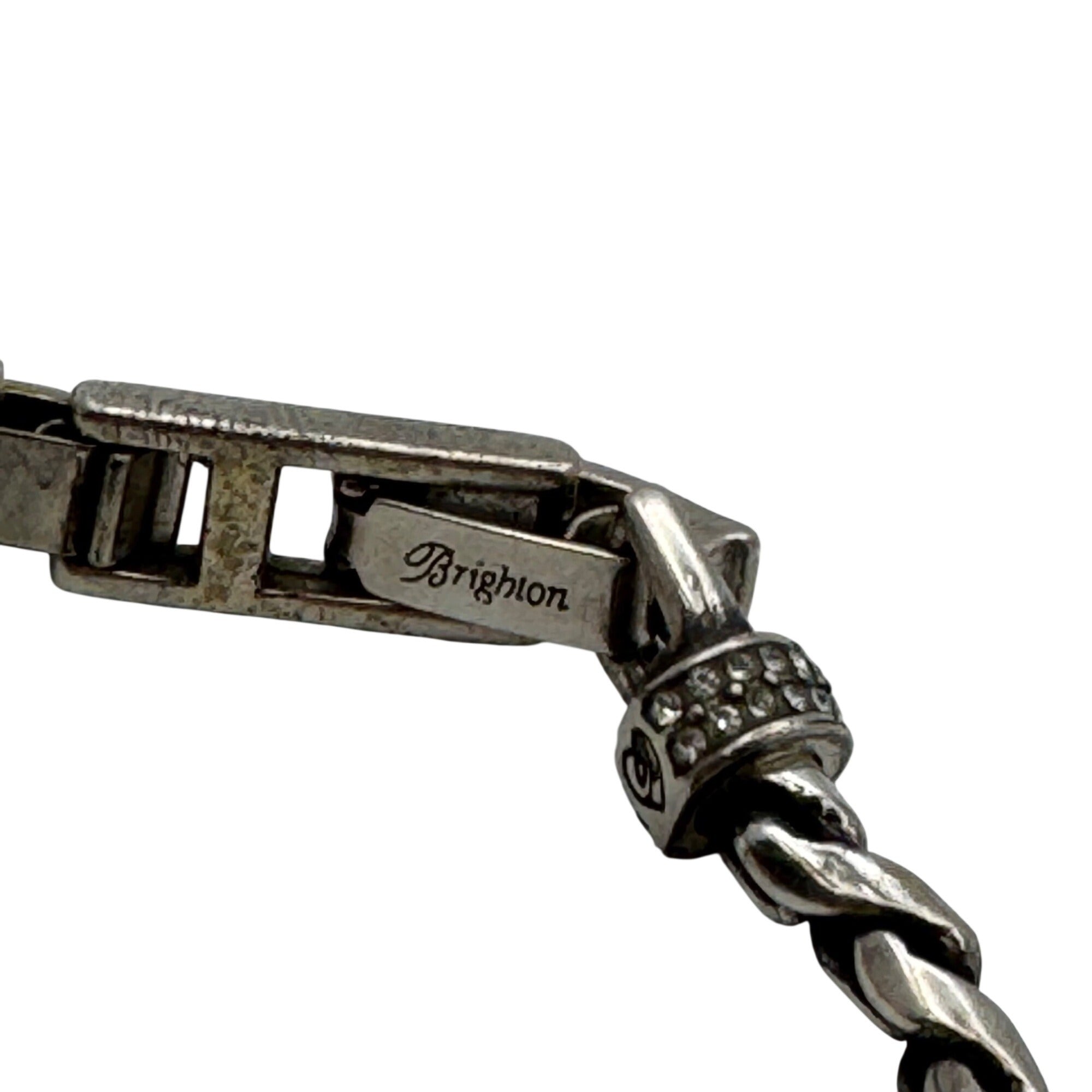 Brighton Meridian Cable Bracelet Silver-Tone Chain Crystal Accents 7" Vintage