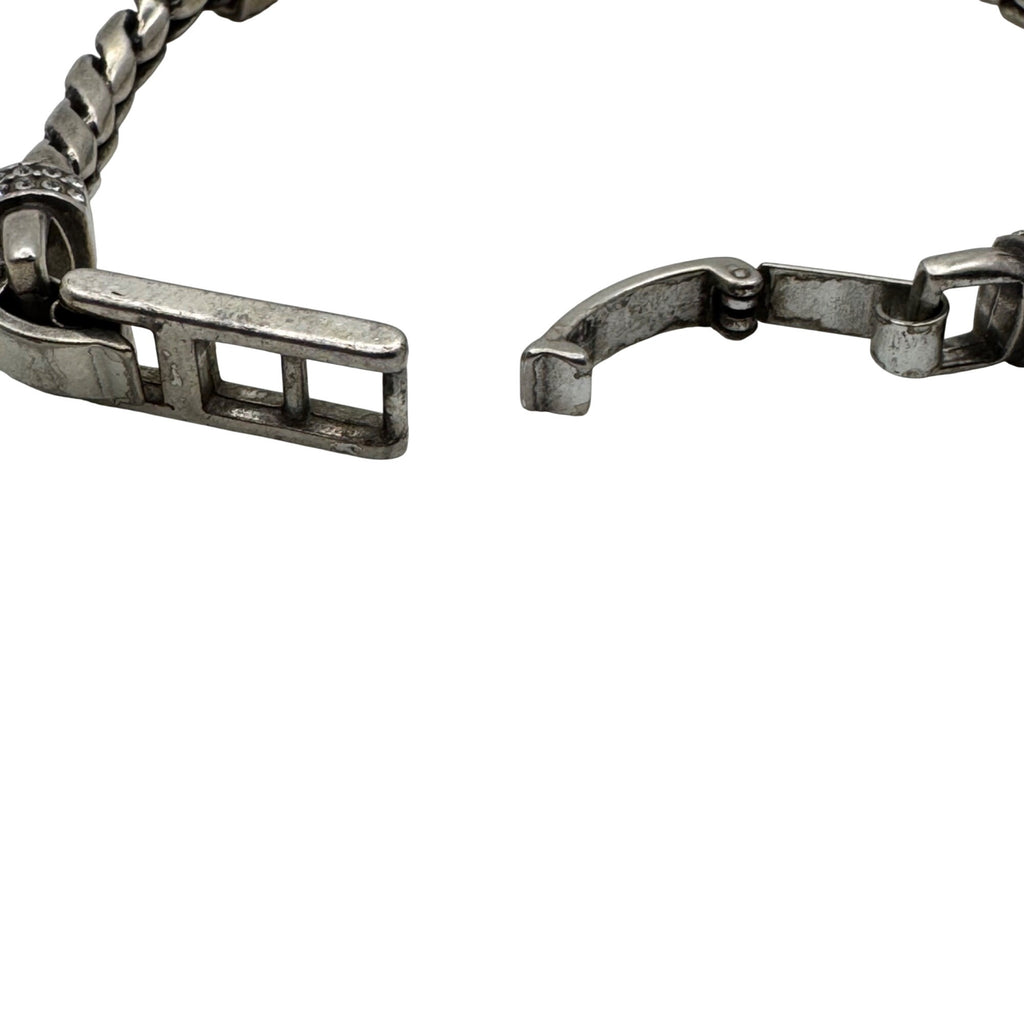 Brighton Meridian Cable Bracelet Silver-Tone Chain Crystal Accents 7" Vintage