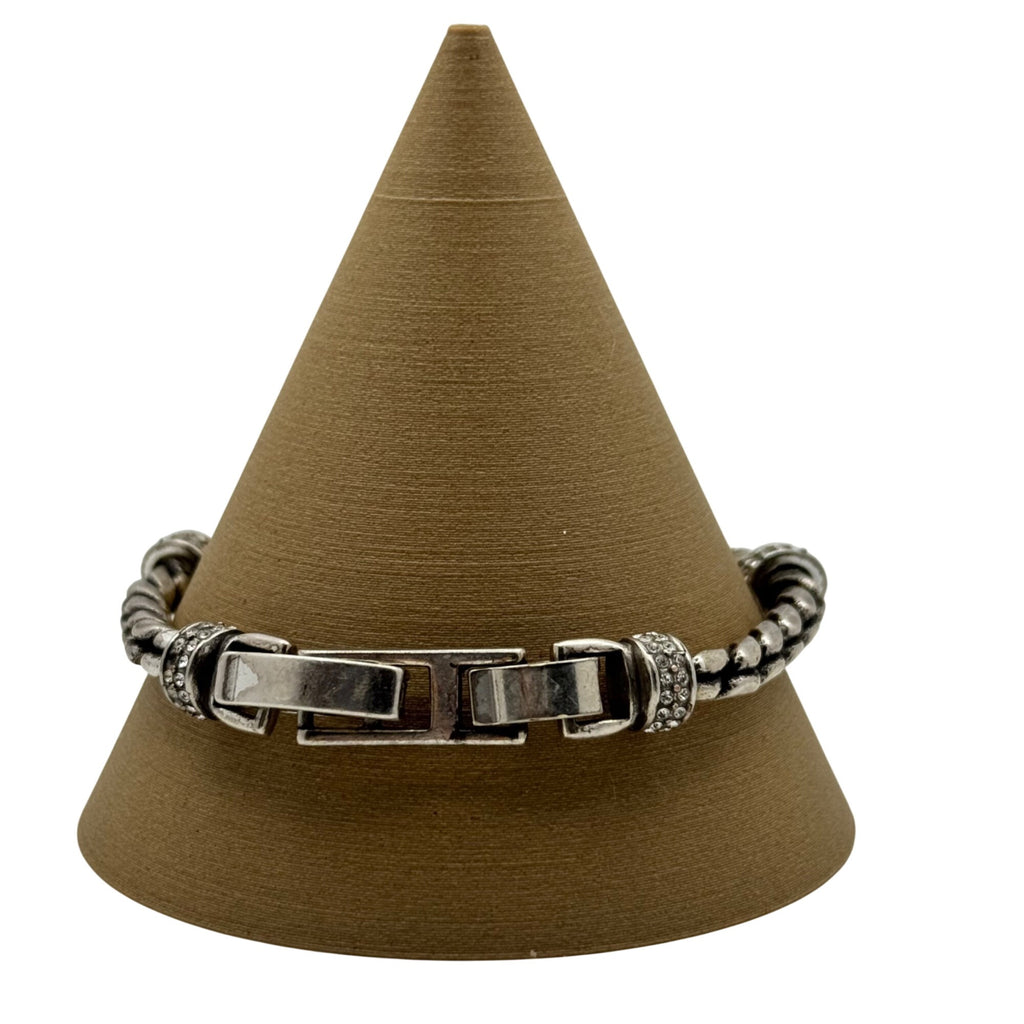 Brighton Meridian Cable Bracelet Silver-Tone Chain Crystal Accents 7" Vintage