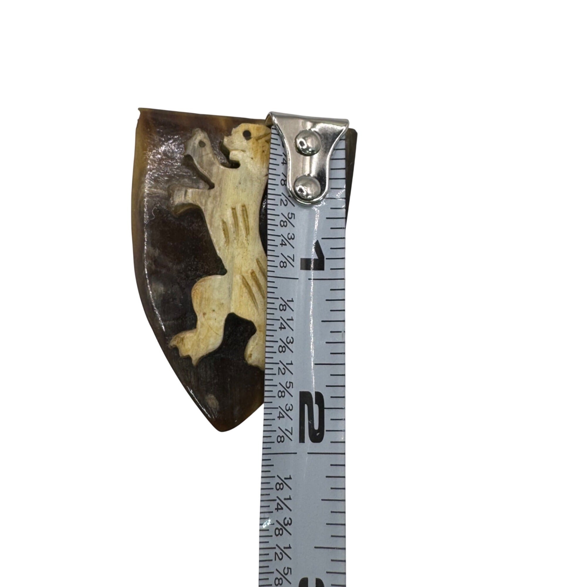 Antique Signed Scottish Lion Rampant Horn Brooch Shield Pin Scotland Vintage