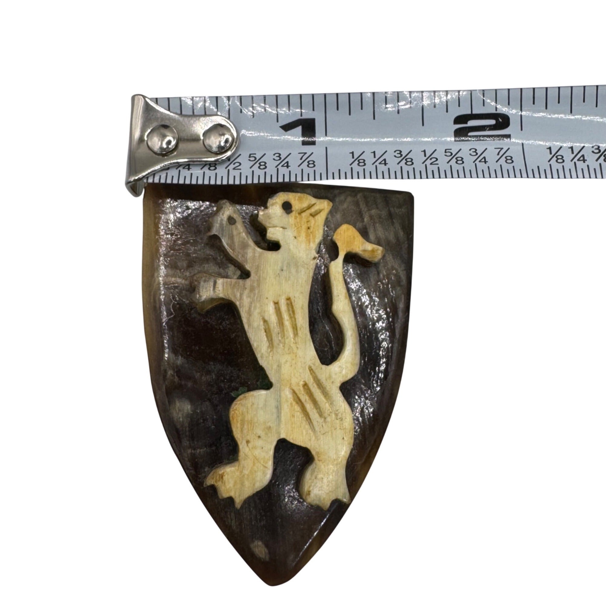 Antique Signed Scottish Lion Rampant Horn Brooch Shield Pin Scotland Vintage