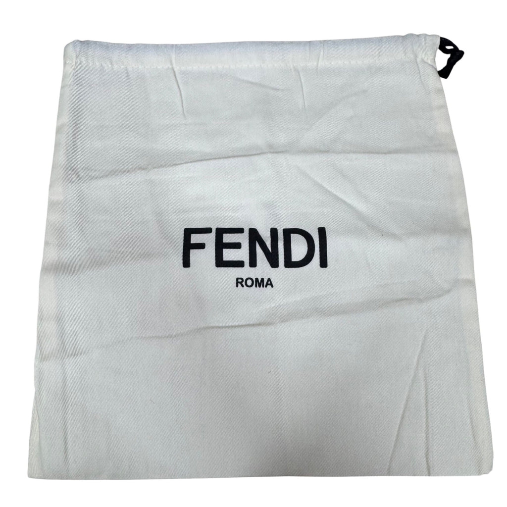 Fendi Roma Cream Dust Bag Pouch Drawstring with Black Logo 12" X 11" Authentic