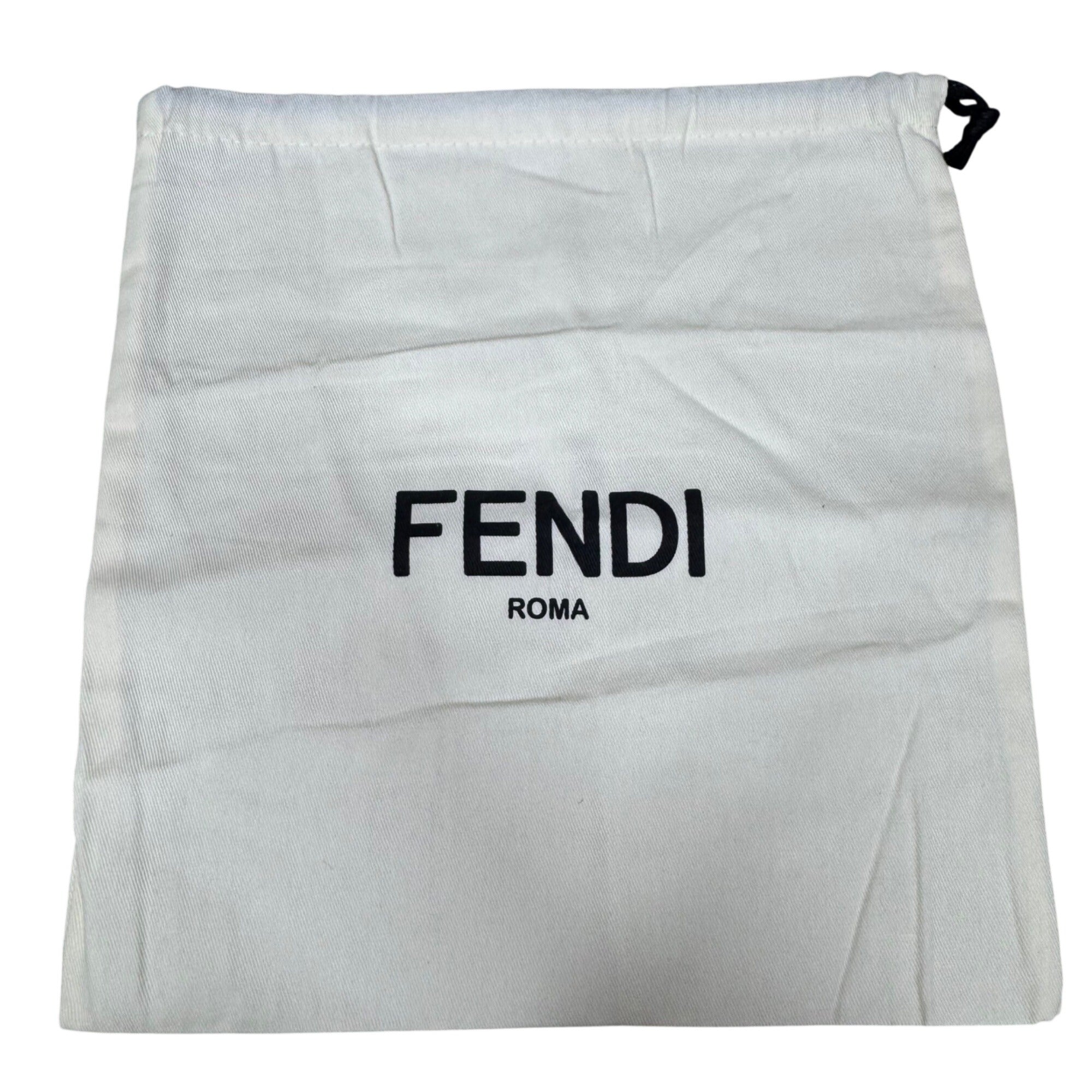 Fendi Roma Cream Dust Bag Pouch Drawstring with Black Logo 12" X 11" Authentic