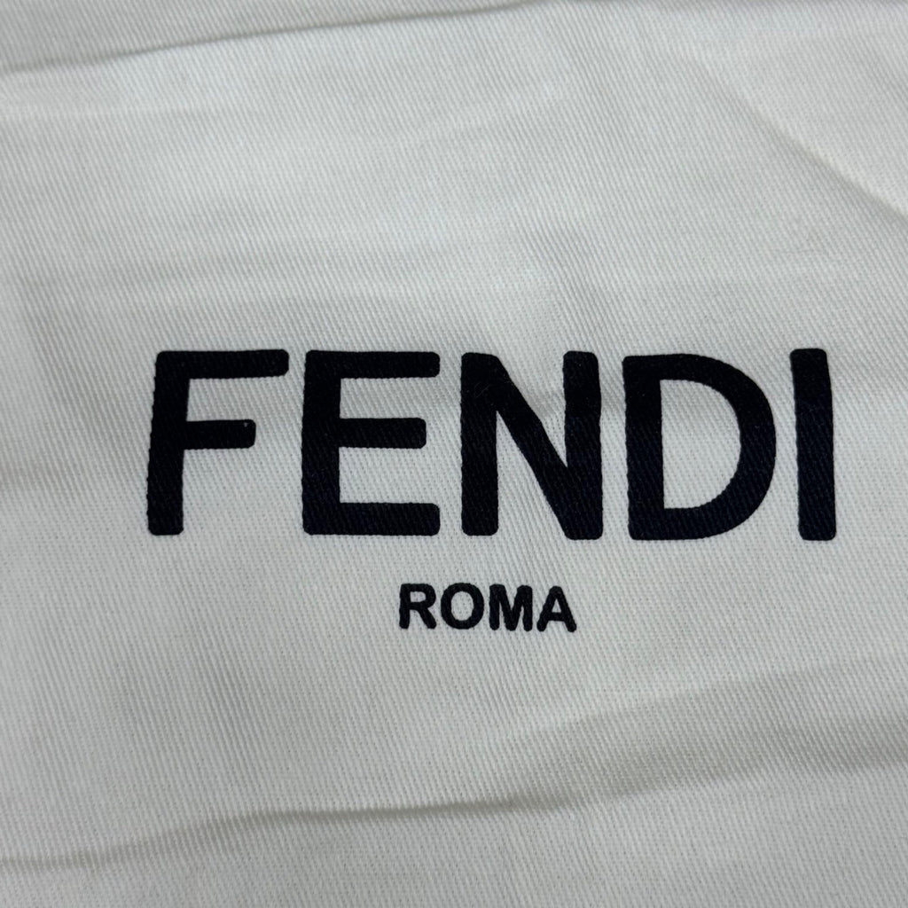 Fendi Roma Cream Dust Bag Pouch Drawstring with Black Logo 12" X 11" Authentic