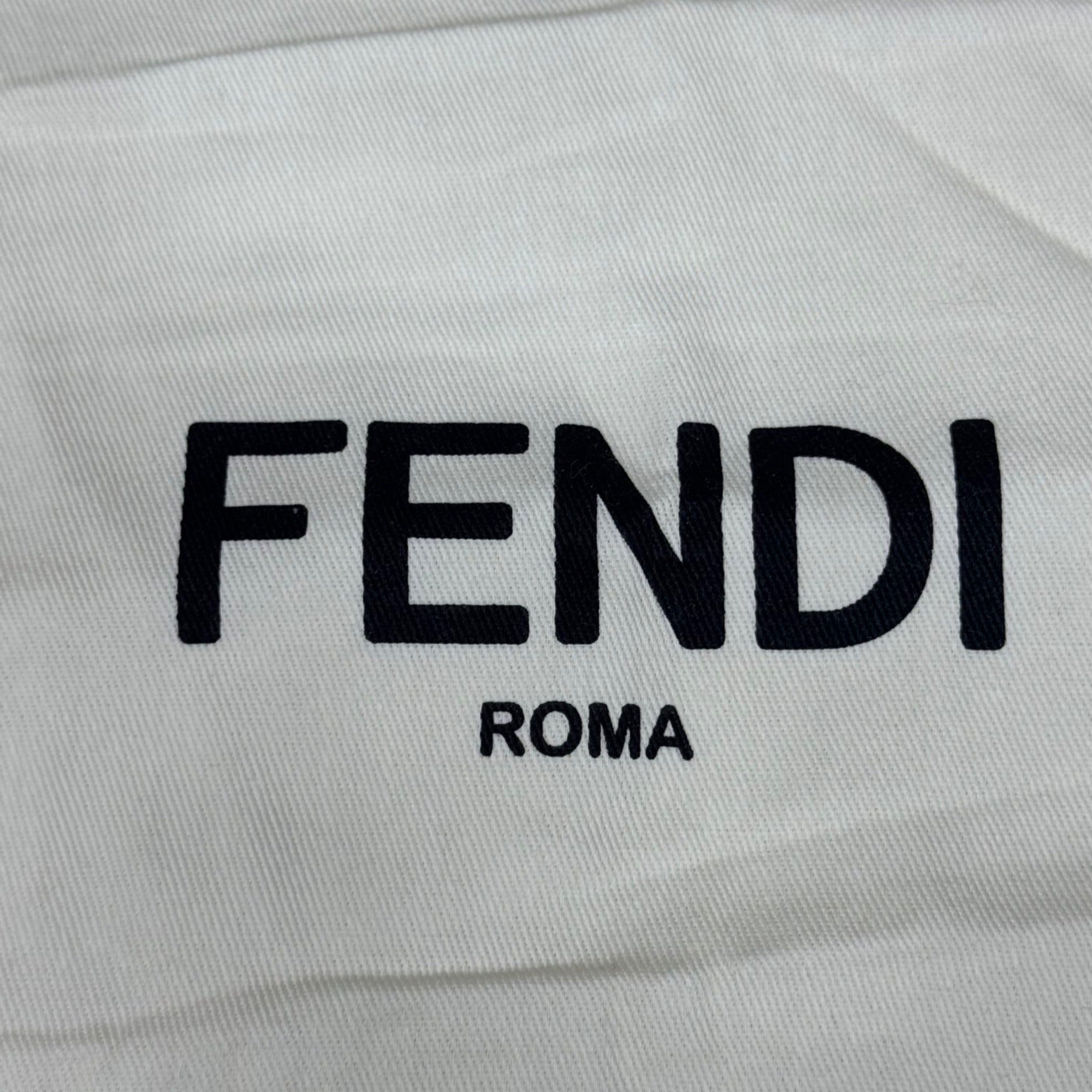 Fendi Roma Cream Dust Bag Pouch Drawstring with Black Logo 12" X 11" Authentic