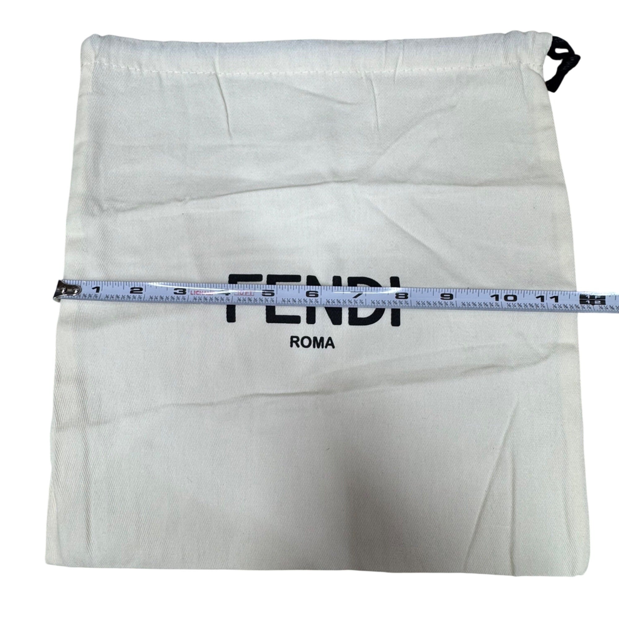 Fendi Roma Cream Dust Bag Pouch Drawstring with Black Logo 12" X 11" Authentic