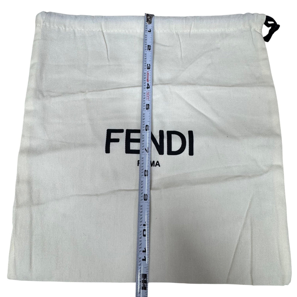 Fendi Roma Cream Dust Bag Pouch Drawstring with Black Logo 12" X 11" Authentic