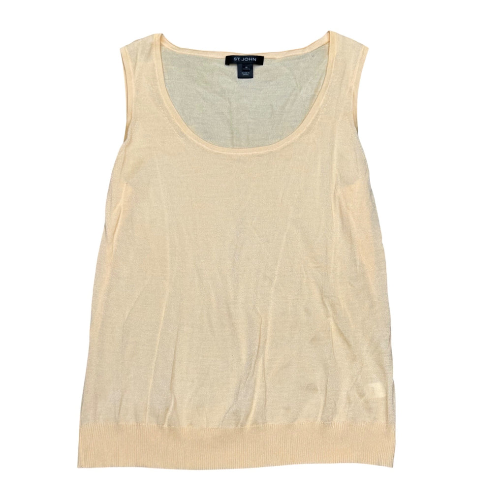 St. John Peach Orange Sleeveless Scoop Neck Wool Blend Knit Tank Womens Medium