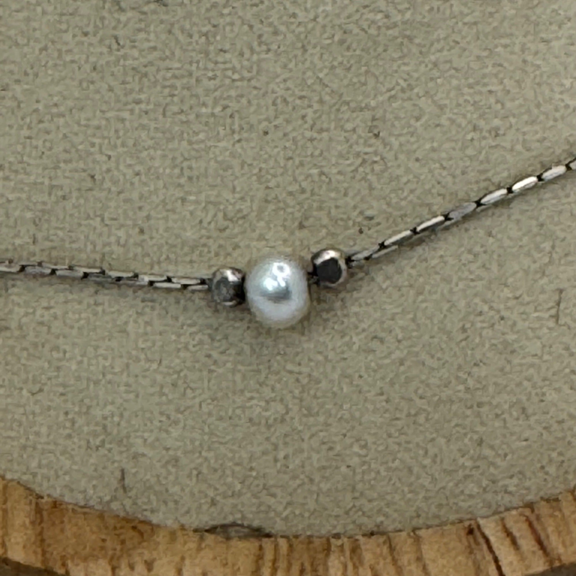 Vintage Sterling Silver Bracelet Freshwater Seed Pearls Dainty Chain 10" Anklet