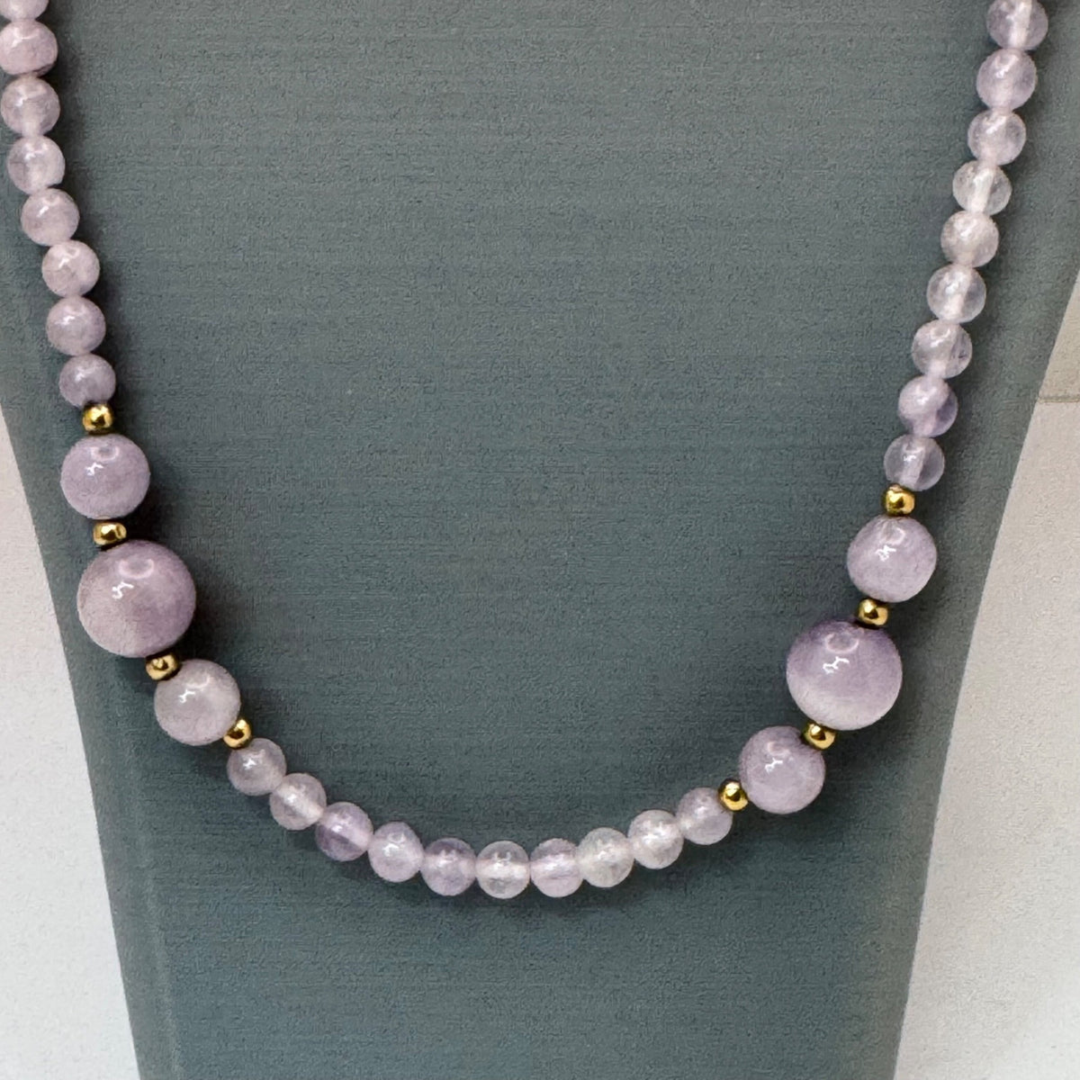 14k Gold Amethyst Necklace Lavender Beaded 35" Statement Purple Lilac Vintage