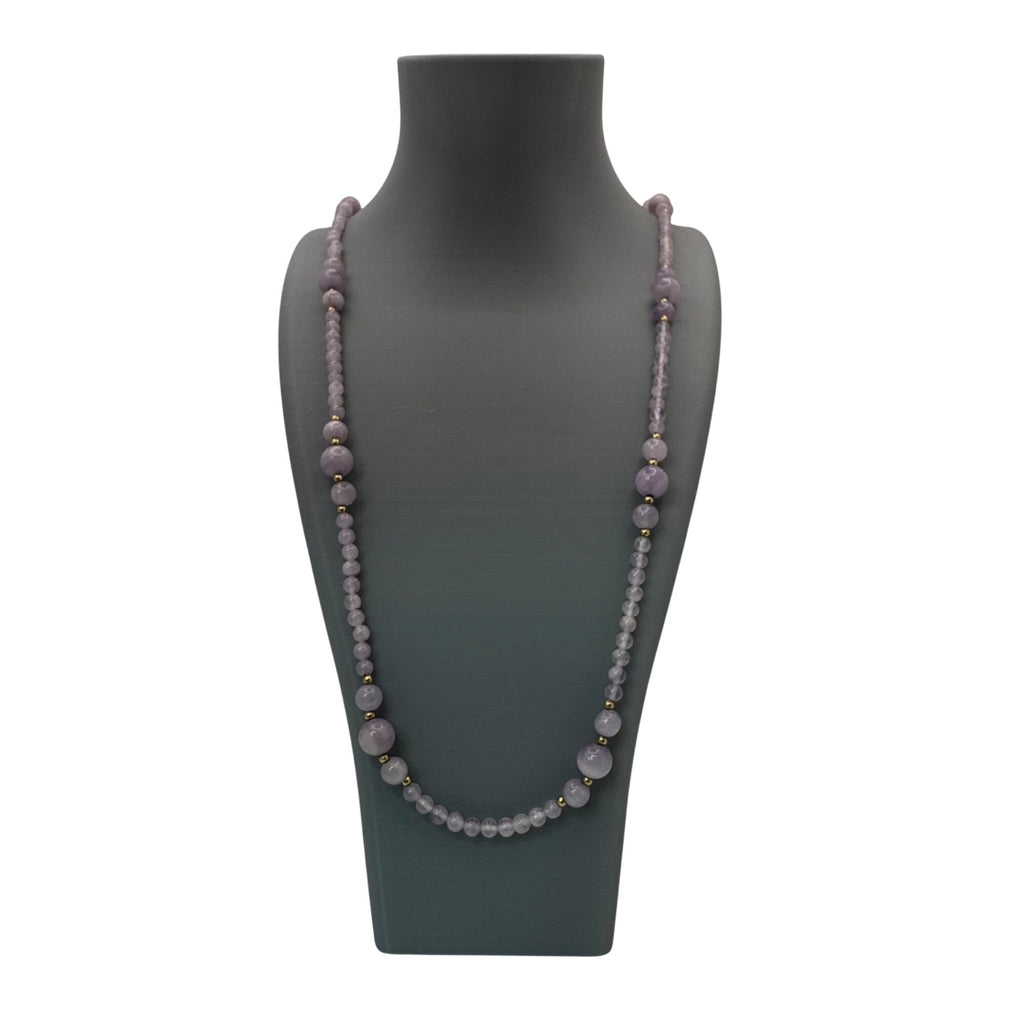 14k Gold Amethyst Necklace Lavender Beaded 35" Statement Purple Lilac Vintage
