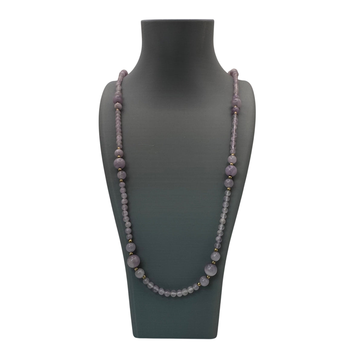 14k Gold Amethyst Necklace Lavender Beaded 35" Statement Purple Lilac Vintage