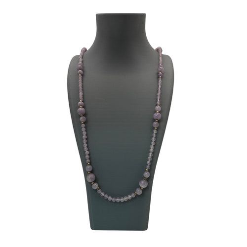 14k Gold Amethyst Necklace Lavender Beaded 35" Statement Purple Lilac Vintage