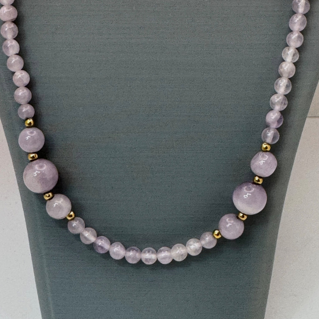 14k Gold Amethyst Necklace Lavender Beaded 35" Statement Purple Lilac Vintage