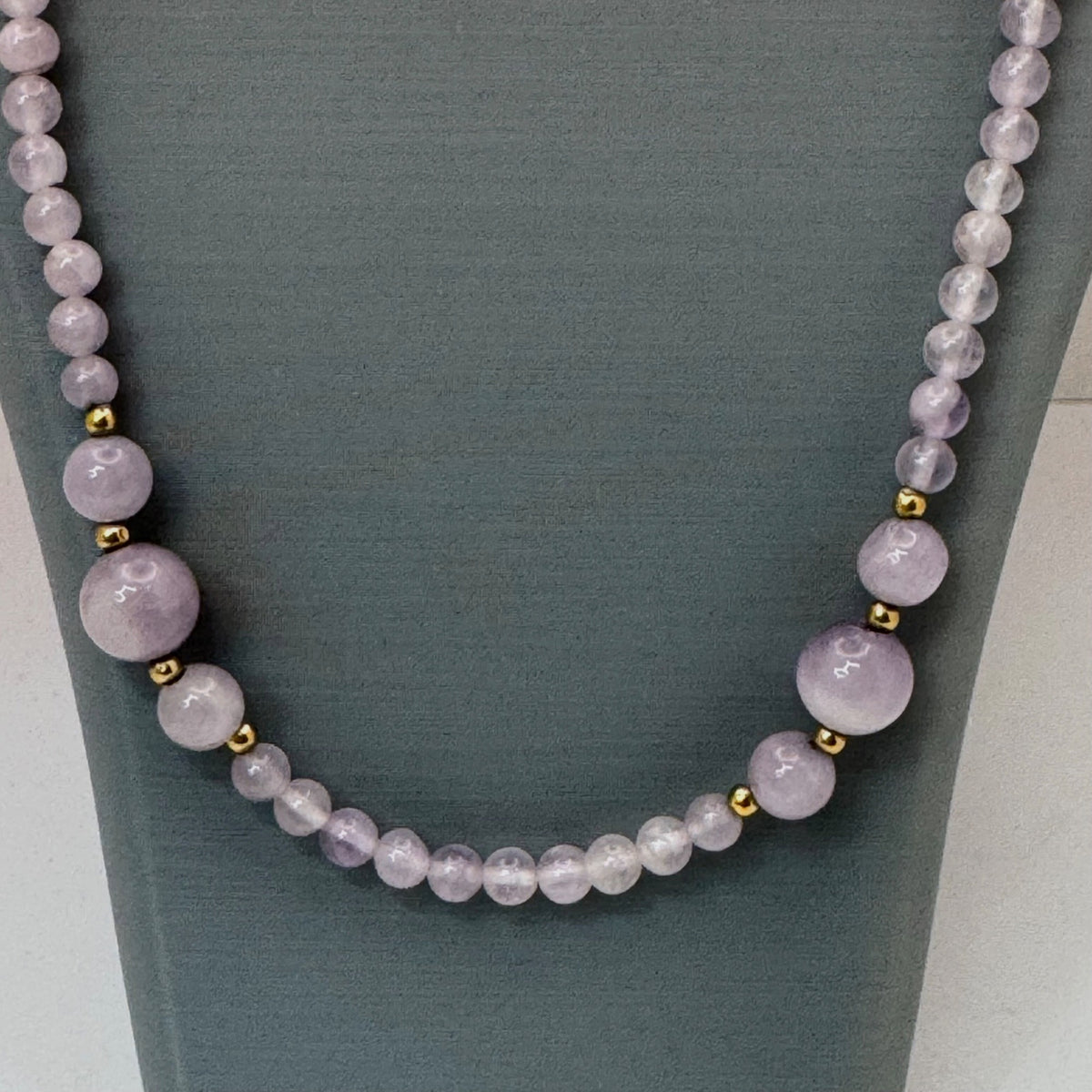 14k Gold Amethyst Necklace Lavender Beaded 35" Statement Purple Lilac Vintage