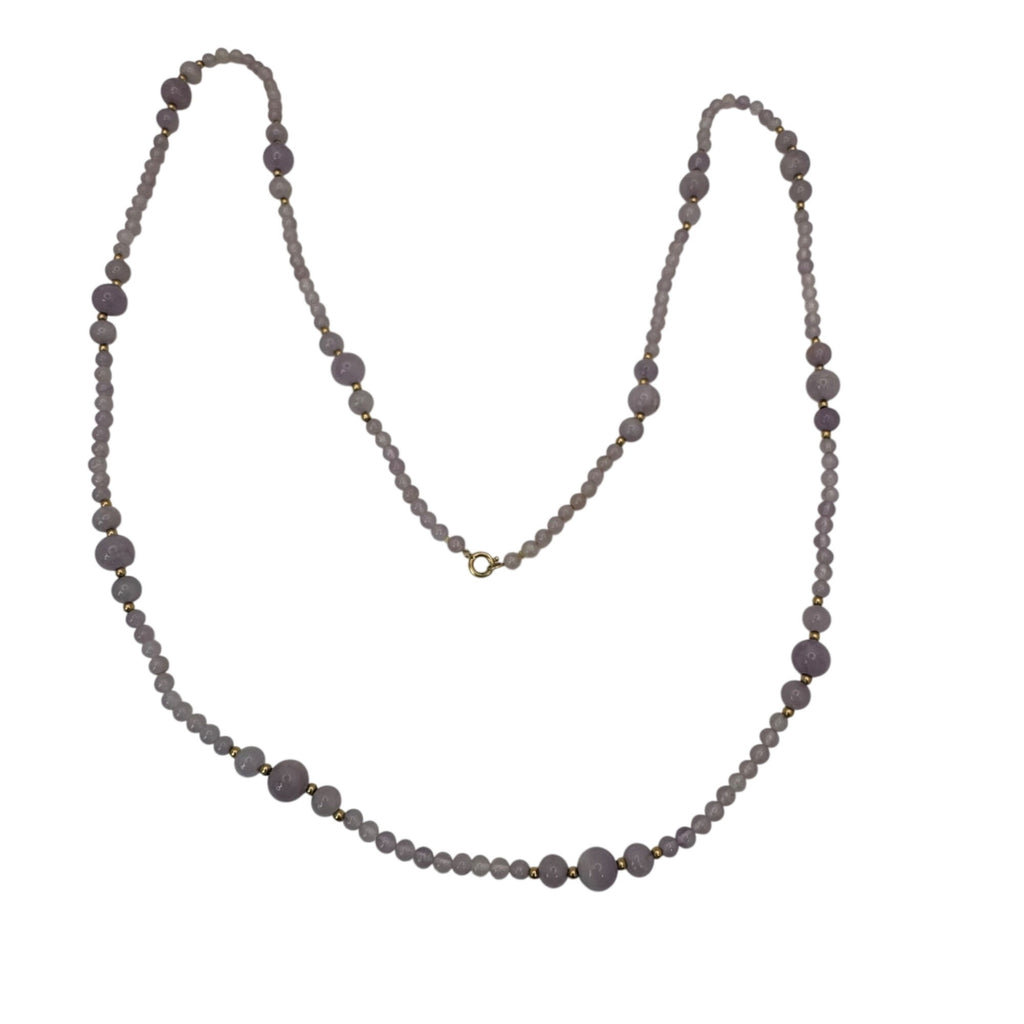 14k Gold Amethyst Necklace Lavender Beaded 35" Statement Purple Lilac Vintage